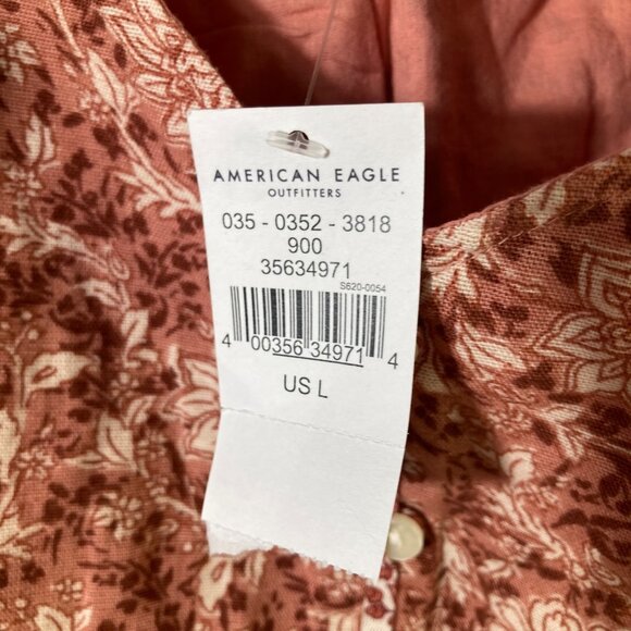 Womens American Eagle V Neck Boho Crop Top Mieux Ensemble L NWT Cotton Linen - Picture 5 of 9